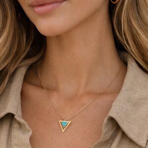 Gold and Blue Triangle Pendant Necklace